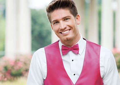Men's Silver Satin Tuxedo Vest & Bow-Tie Set Wedding Formal Prom Dress 
